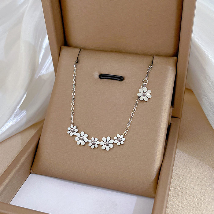 Fashion Flower Stainless Steel Plating Necklace 1 Piece