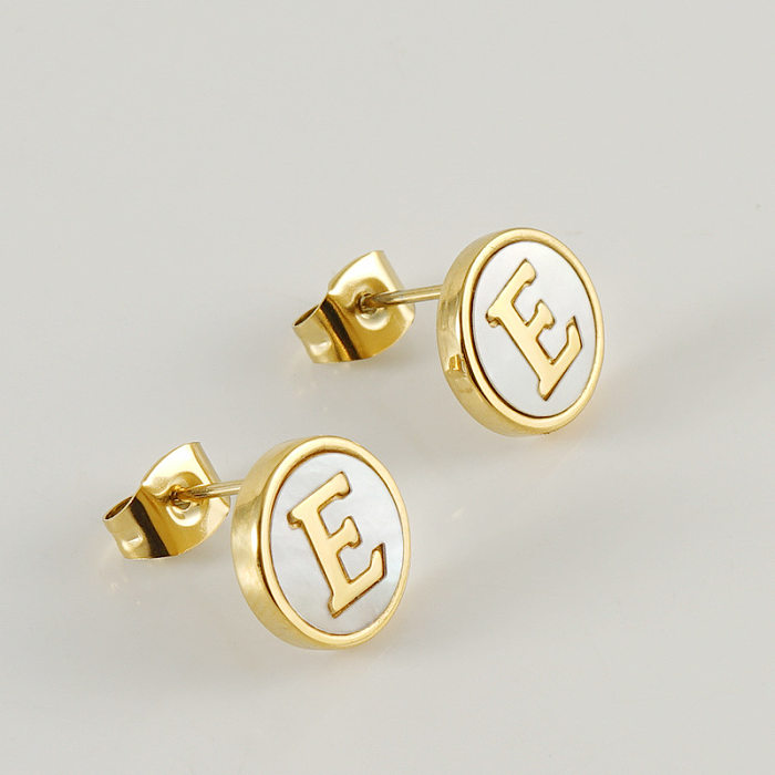 Fashion Letter Stainless Steel Plating Ear Studs 1 Pair