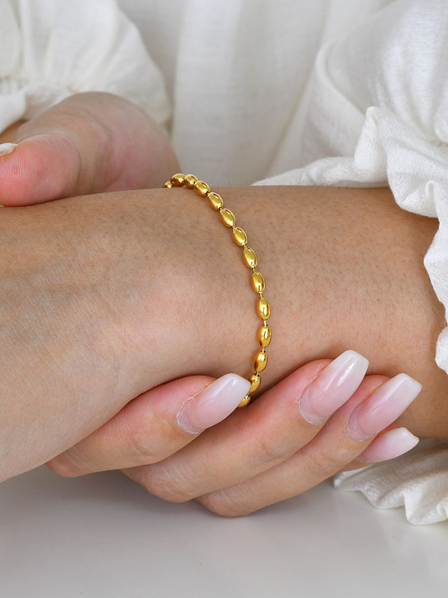 Simple Style Solid Color Stainless Steel Plating 18K Gold Plated Bracelets