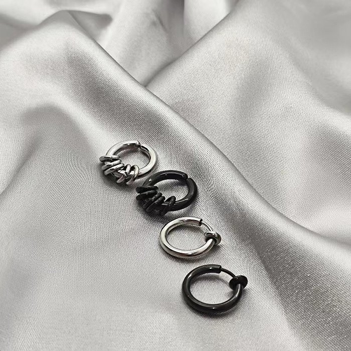 10 peças elegante estilo simples streetwear pentagrama círculo polimento chapeamento de metal brincos de aço inoxidável