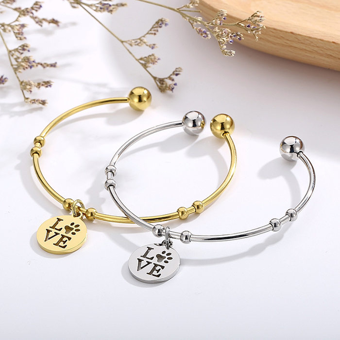 Bijoux en acier inoxydable, nouveau Bracelet en forme de cœur ouvert en or