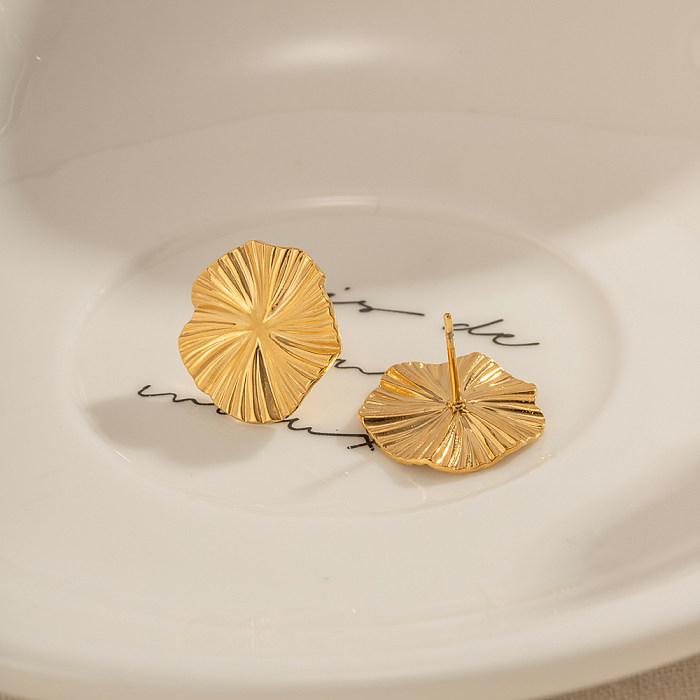 1 Paar Ohrstecker im IG-Stil mit runder Beschichtung aus Edelstahl mit 18-Karat-Vergoldung