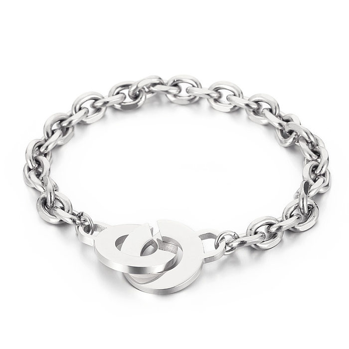 O-shaped Chain Open Circle Interlocking Stainless Steel Bracelet