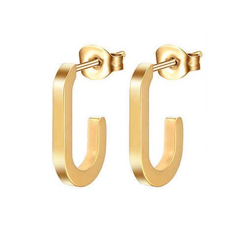1 par de brincos de orelha banhados a ouro 18K, estilo vintage, estilo simples, geométrico, cor sólida