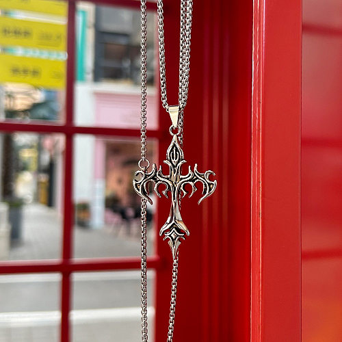 Casual Retro Geometric Stainless Steel  Pendant Necklace