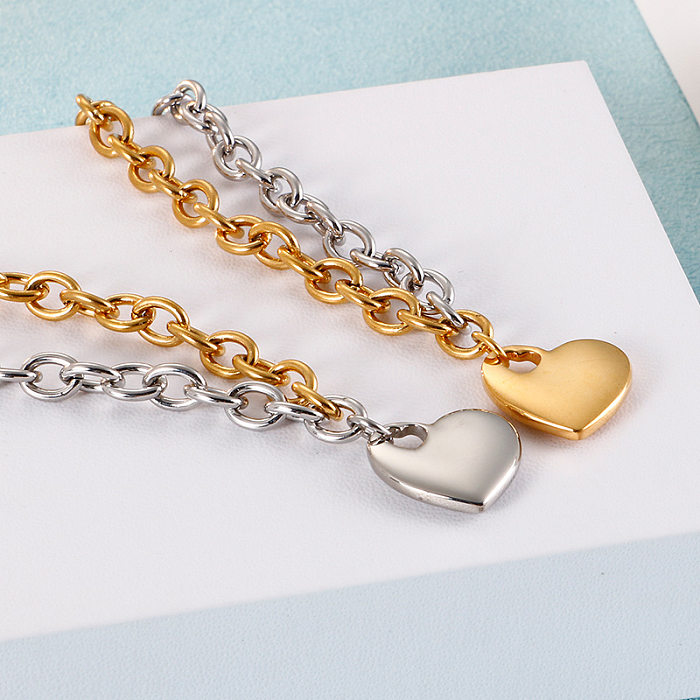 Bracelet coeur en acier inoxydable doré simple et créatif, vente en gros