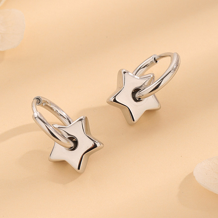 1 paire de boucles d'oreilles en acier inoxydable plaqué or 18 carats, style décontracté, élégant et Simple, étoile polie