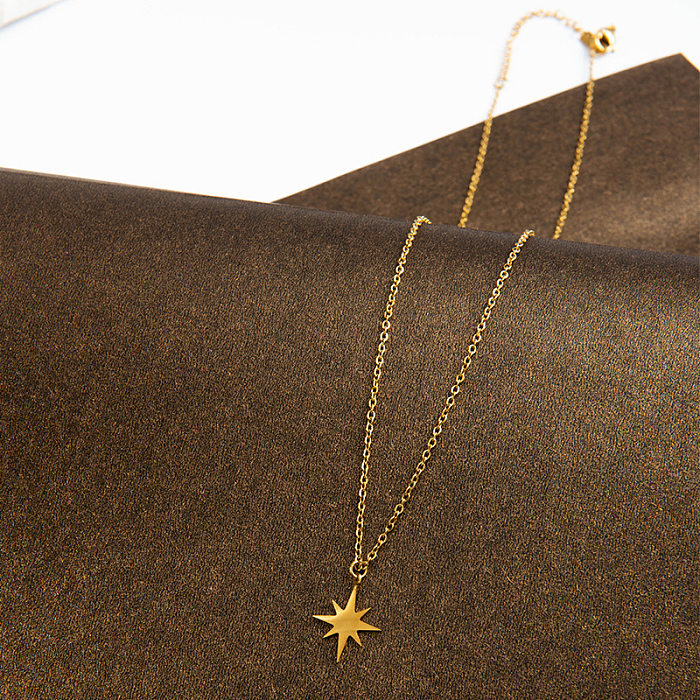 Six-pointed Star Pendant Necklace Short Stainless Steel  Female Clavicle Chain