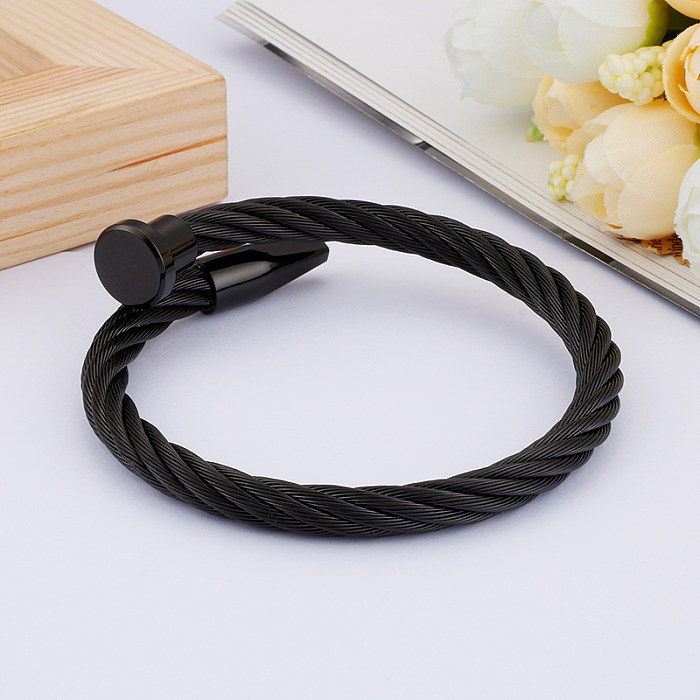 1 Piece Fashion Solid Color Stainless Steel Plating Bangle