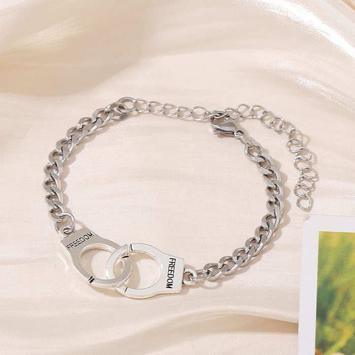 Fashion Pearl Chain Alloy Handcuffs Shape Bracelet Jewelry Wholesale jewelry