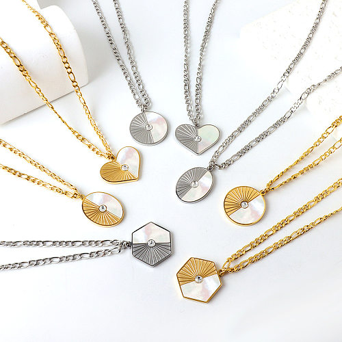 Simple Style Heart Shape Stainless Steel  Stainless Steel Plating Gold Plated Pendant Necklace