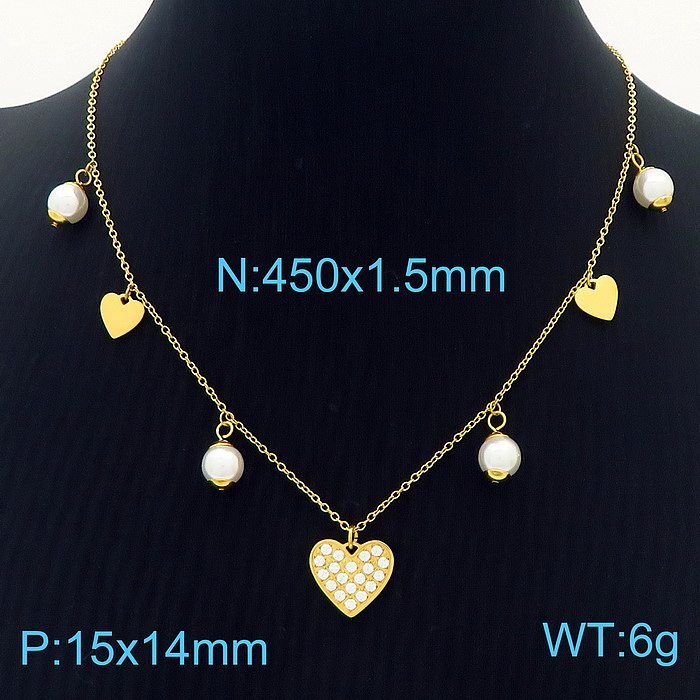Modische Halskette mit Anhänger in Stern-Herzform, Edelstahlbeschichtung, 18 Karat vergoldet