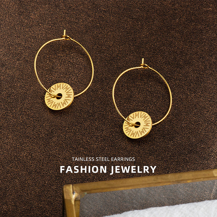 Fashion Circle-shaped Awn Star Stainless Steel  Fashion Geometric Earrings