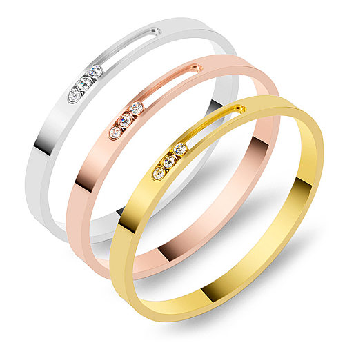 Bracelet en Zircon avec incrustation de placage en acier inoxydable de couleur unie géométrique de Style IG