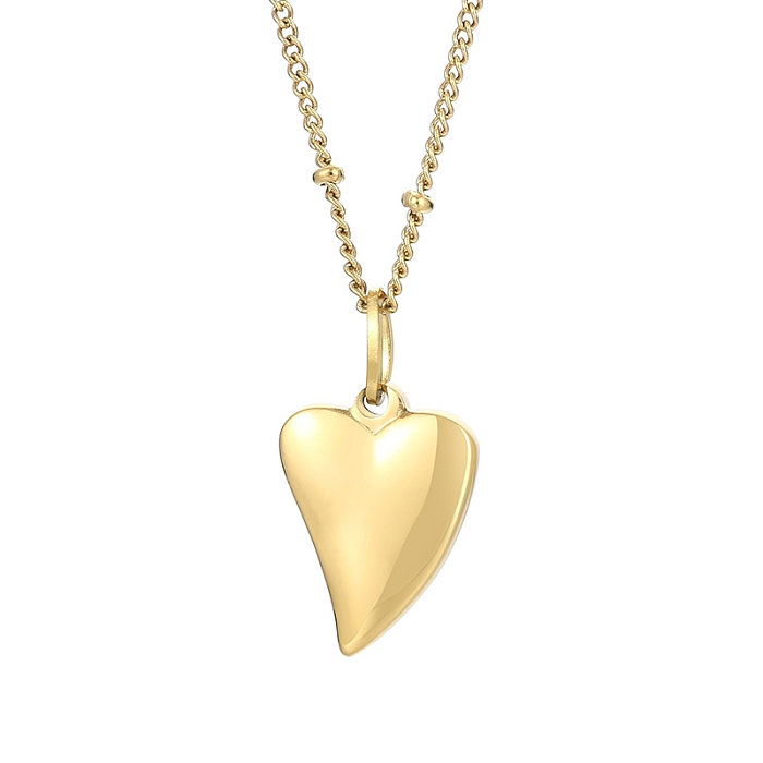 Modern Style Heart Shape Stainless Steel  Stainless Steel Plating 18K Gold Plated Pendant Necklace
