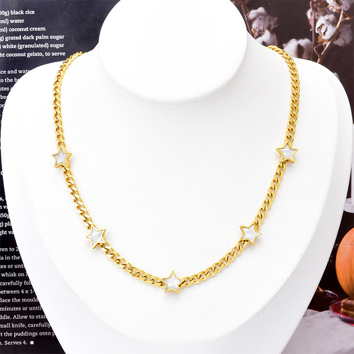 Fashion Star Stainless Steel Inlay Shell Necklace 1 Piece