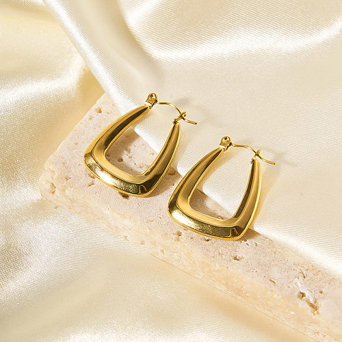 1 Paar IG-Stil-Ohrringe aus Edelstahl mit quadratischer Beschichtung und 18-Karat-Vergoldung im französischen Stil