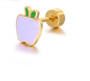 Bonitos brincos de orelha revestidos de aço inoxidável Apple, 1 peça