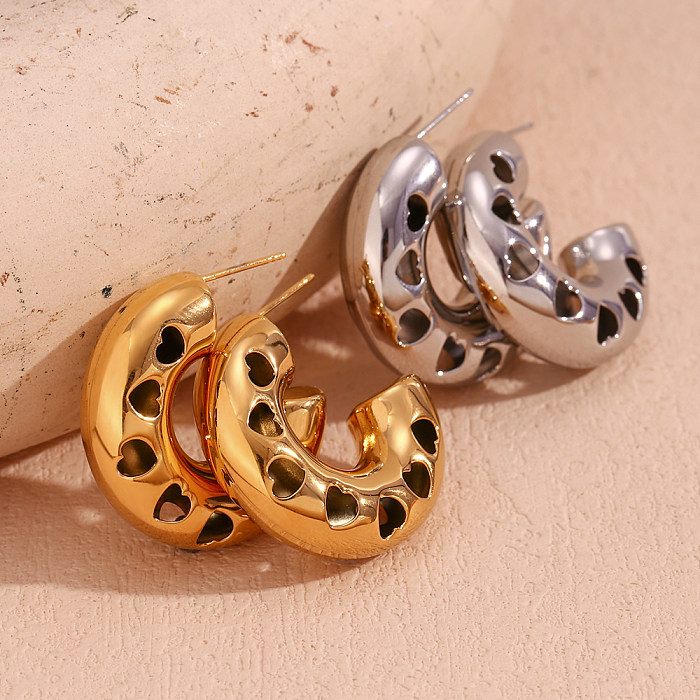1 Pair Simple Style Classic Style Heart Shape Plating Stainless Steel  18K Gold Plated Ear Studs