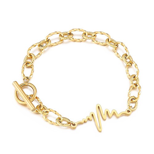 Fashion Jewelry Wholesale Design Personality Retro Metal Hollow Lifeline OT Buckle Bracelet