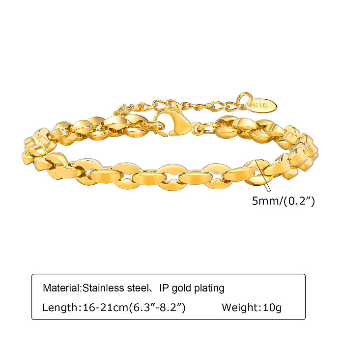 Wholesale Simple Style Solid Color Stainless Steel Plating 18K Gold Plated Bracelets
