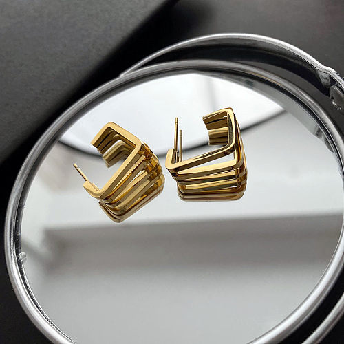 Boucles d'oreilles géométriques en acier inoxydable, Style Simple, placage irrégulier, 1 paire