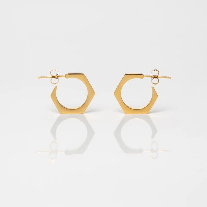 1 Pair Elegant Simple Style Quadrilateral Solid Color Plating Stainless Steel  18K Gold Plated Hoop Earrings
