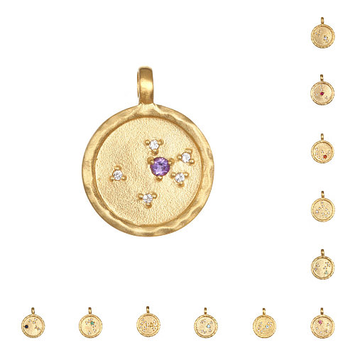 Casual Retro Simple Style Constellation Stainless Steel  Plating Inlay Rhinestones 18K Gold Plated Pendant Necklace