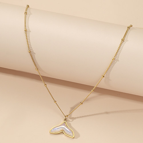 Elegant Mermaid Stainless Steel Polishing Shell 18K Gold Plated Necklace