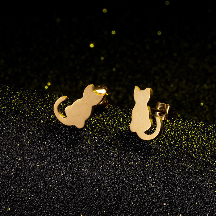Boucles d'oreilles en alliage de chaton animal simple, vente en gros