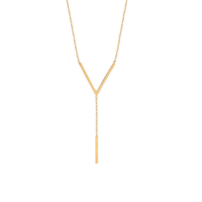Einfache Halskette mit Commute-Buchstaben-Edelstahlbeschichtung und 18-Karat-Vergoldung