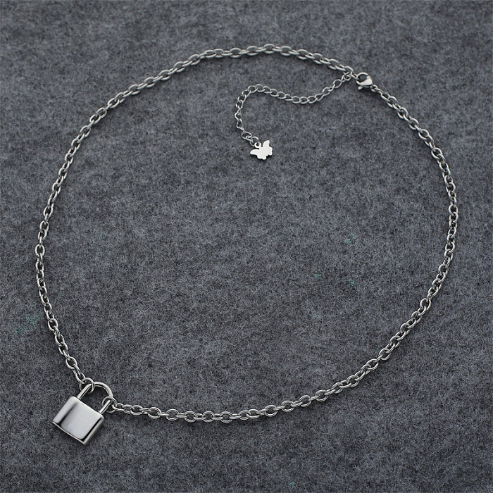 Collier pendentif de polissage en acier inoxydable, serrure de Style classique de Style Simple