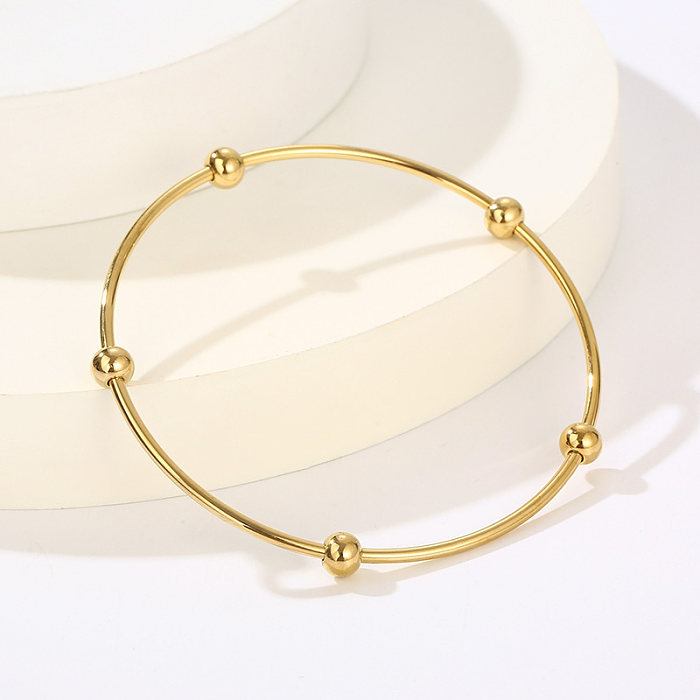 Simple Style Streetwear Solid Color Stainless Steel Plating 18K Gold Plated Bangle