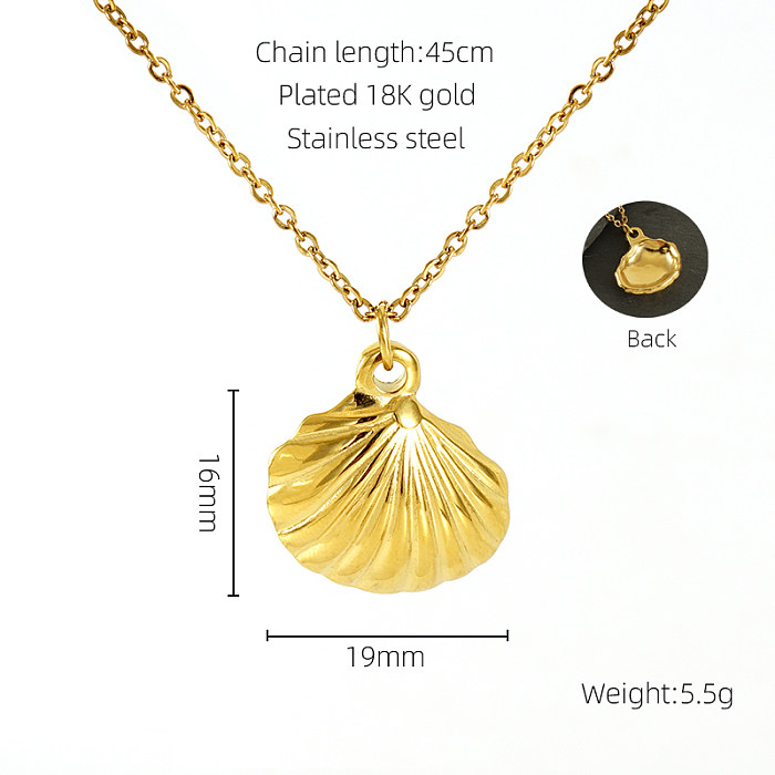 Vacation Modern Style Fruit Rose Shell Stainless Steel  Plating 18K Gold Plated Pendant Necklace Long Necklace