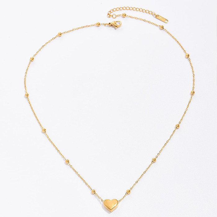 Fashion Sweet Simple Heart Electroplated Gold Stainless Steel  Necklace