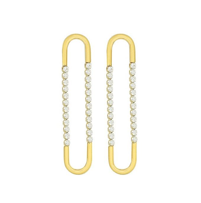 1 Pair Elegant Geometric Stainless Steel Plating Zircon Drop Earrings