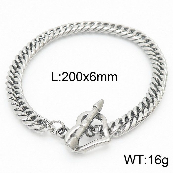 Simple Style Heart Shape Solid Color Stainless Steel Bracelets