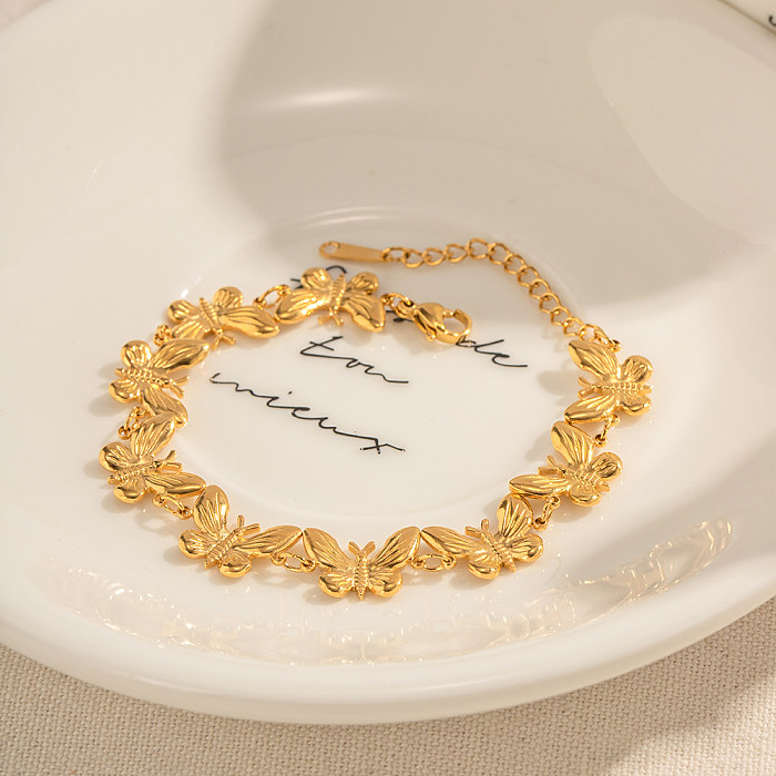 Elegant Butterfly Stainless Steel 18K Gold Plated Bracelets In Bulk