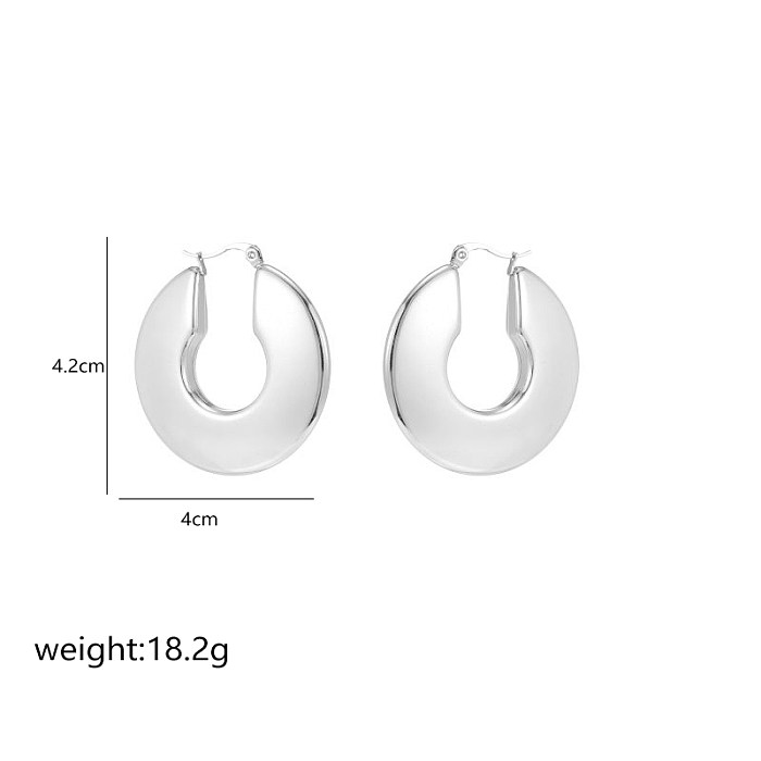 1 Pair Simple Style Commute Shiny Irregular Geometric Circle Plating Stainless Steel  White Gold Plated Earrings