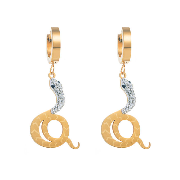 Fashion Eye Snake Stainless Steel Earrings Plating Artificial Gemstones Stainless Steel  Earrings