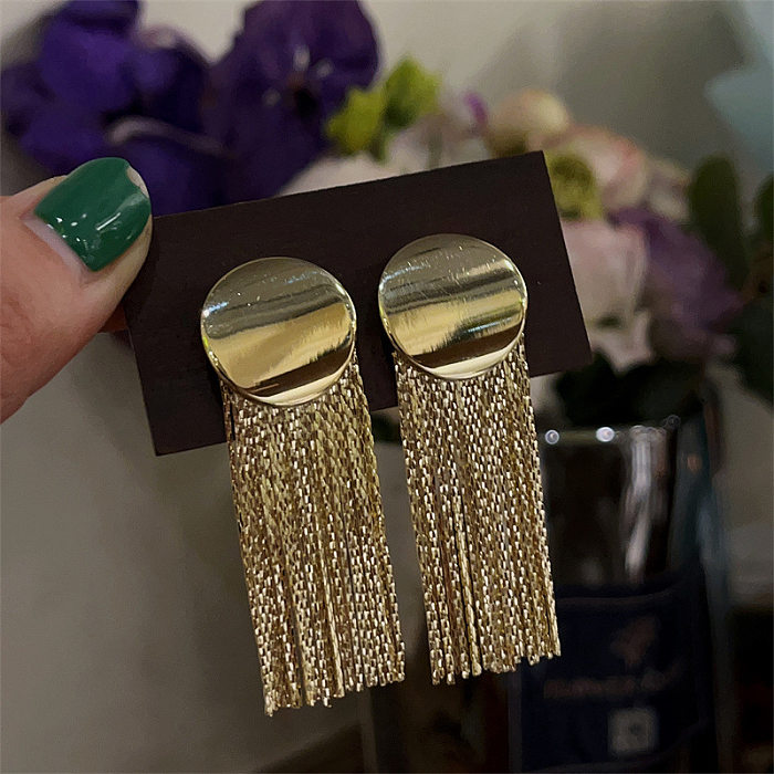 1 Pair Simple Style Solid Color Stainless Steel Patchwork Earrings