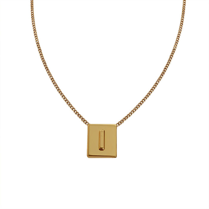 Einfache Buchstaben-Quadrat-Edelstahl-Halskette, 1 Stück