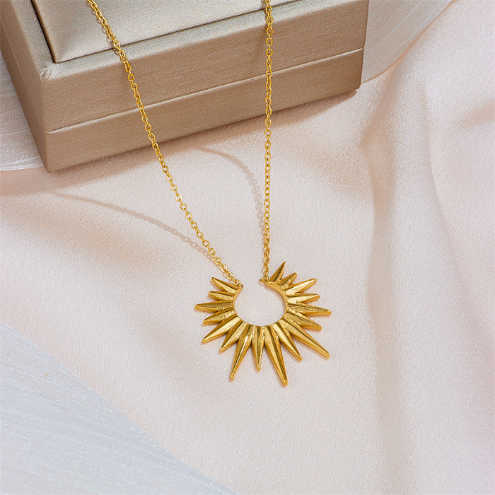 Modern Style Sun Solid Color Stainless Steel Necklace In Bulk