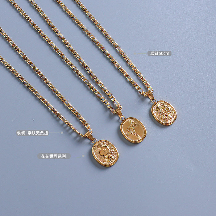 Fashion Stainless Steel Gold Coin Necklace Set