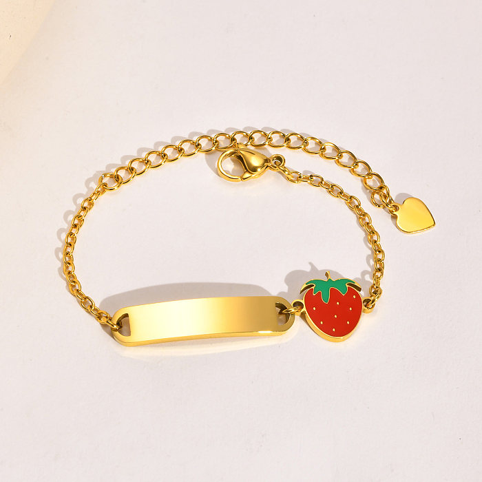 Süße, schlichte Regenbogen-Herzform-Erdbeer-Edelstahl-vergoldete Armbänder in großen Mengen