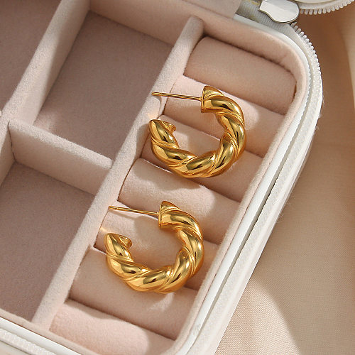 Retro Spiral Stripe Stainless Steel  Earrings Plating Stainless Steel  Earrings