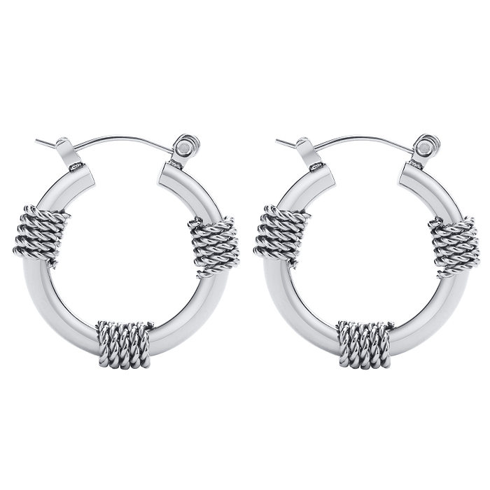 Retro Geometric Stainless Steel  Plating Hoop Earrings 1 Pair