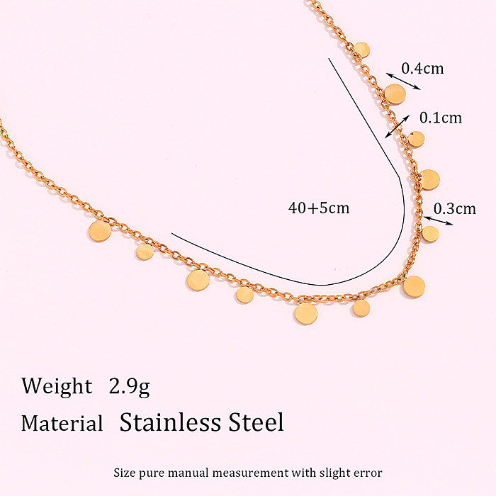 Basic Vintage Style Classic Style Round Stainless Steel  Plating 18K Gold Plated Necklace