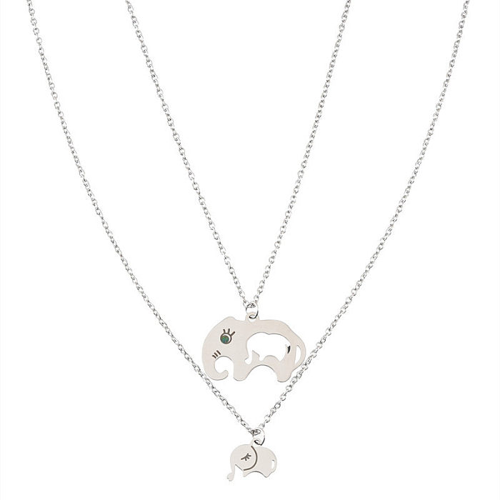 Lässige, schlichte Elefanten-Halskette mit ausgehöhltem Anhänger aus Edelstahl