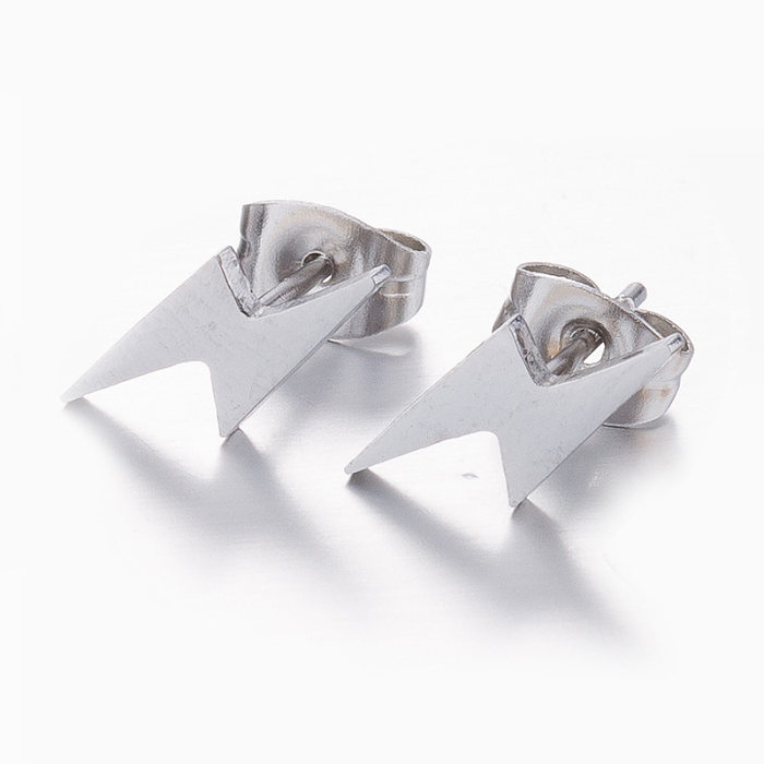 1 Pair Fashion Lightning Stainless Steel Ear Studs